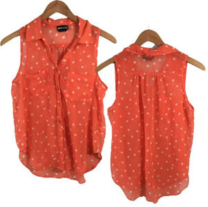 WS430 Wet Seal Sheer Polka Dot Career Blouse M